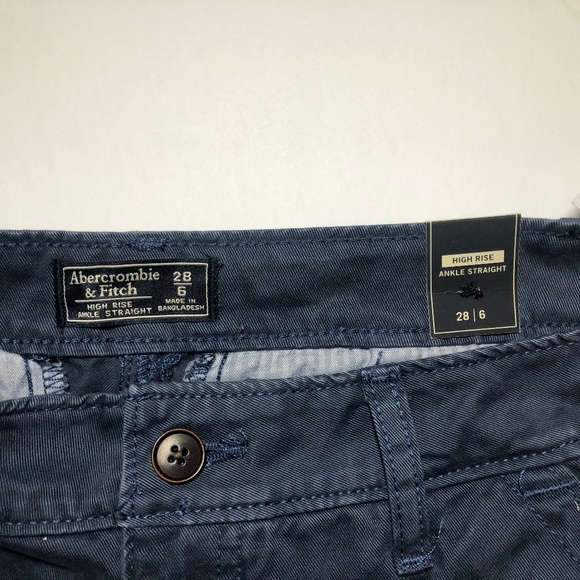 A&F High Rise navy pants 28/6 ankle straight - Picture 3 of 11